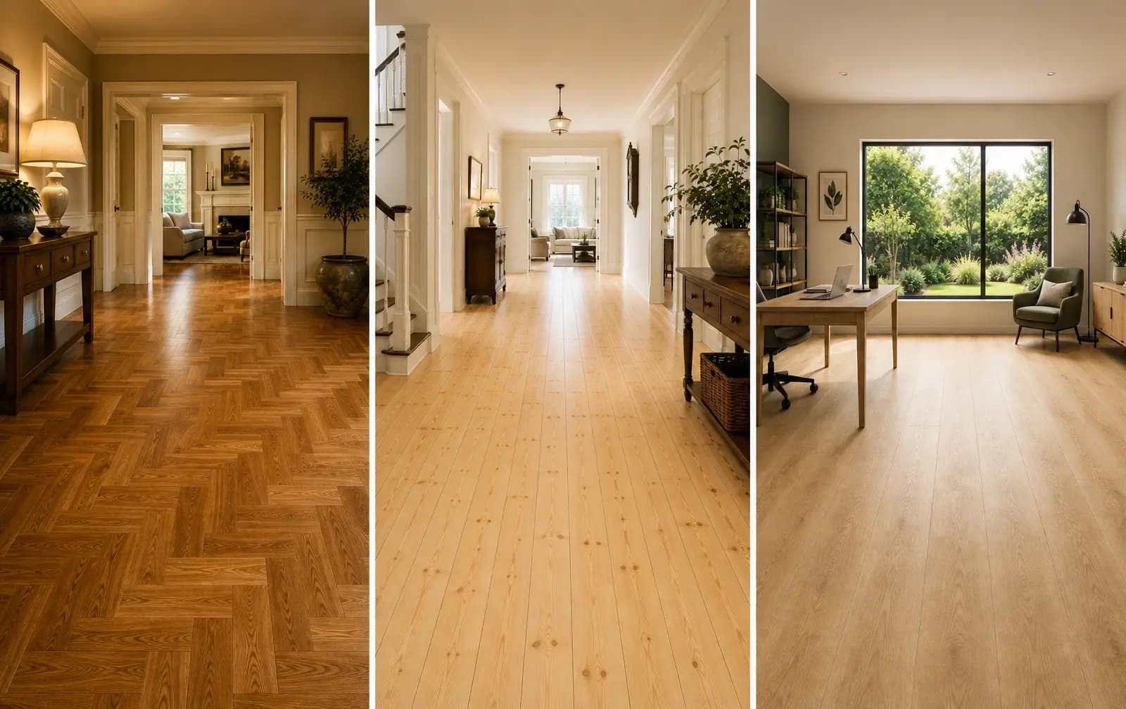 Residential floor restoration — warm, private home interior with freshly refinished hardwood floors